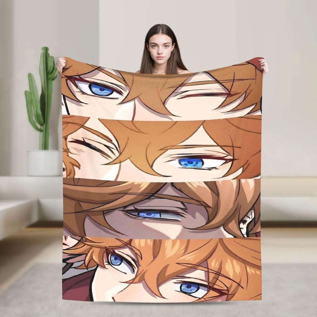 Genshin Impact Diluc Game  Flannel Blankets  Soft Throw Blanket for Outdoor Picnic Novelty Bedspread Sofa Bed Cover