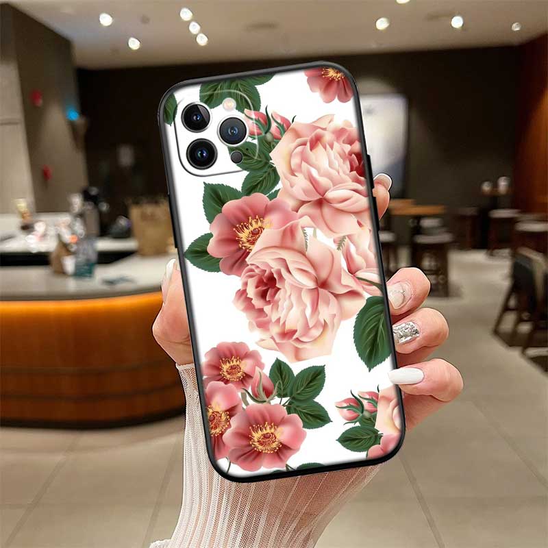 NH24 Flowers rose Pink New High-End Shell Phone Case for iPhone SE X XS XR 16E 17 11 Pro Max 8 7 6 6s Plus Air