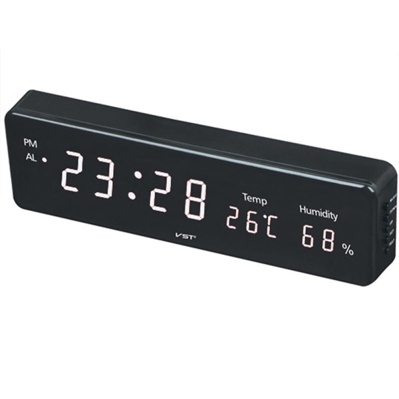 Electronic LED Digital Wall Clock with Temperature Humidity Display Home Clocks European Plug