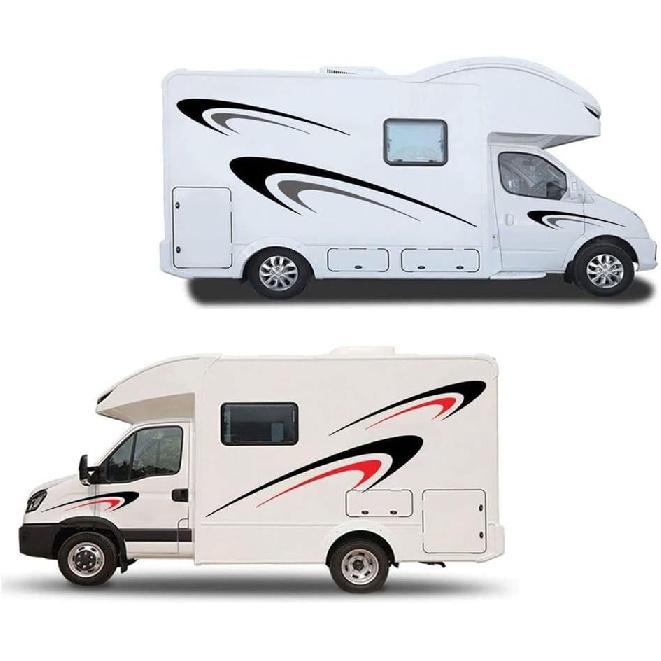 Large Vinyl Decals,Car Body Stickers,Vinyl Stripe Graphics Decals Stickers for Camper,RV,Trailer,Motorhome,Black+Gray,(DB04850ANPCS)