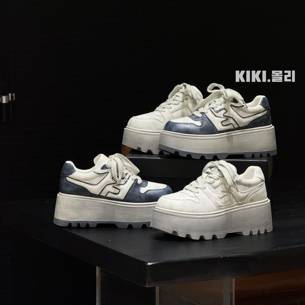 European Station leather platform white shoes women's 2025 autumn new muffin sole heightening lace-up casual versatile board shoes