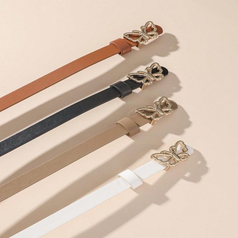 Women's New Fashionable Versatile Belt Retro Butterfly Black Belt Ins Style Decorative Belt for Suit Jeans