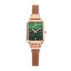 Peacock Green Mori Girl Small Square Watch with Milan Strap and Green Dial for Women