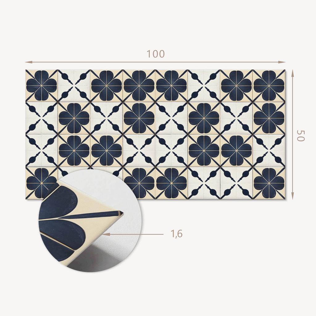 Self-adhesive Vinyl Panel With Decorative Print 100x50 Cm Flower Pattern On Background