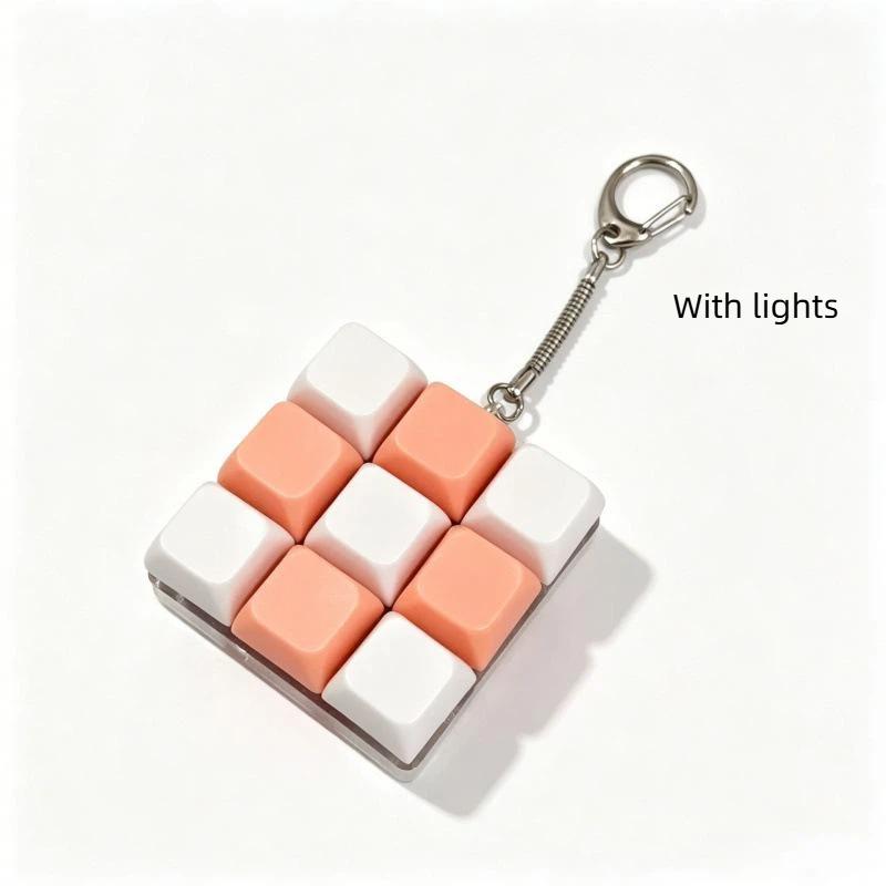 Cute Pastel Keyboard Fidget Toy Keychain With Clickable Buttons For Daily Stress Relief