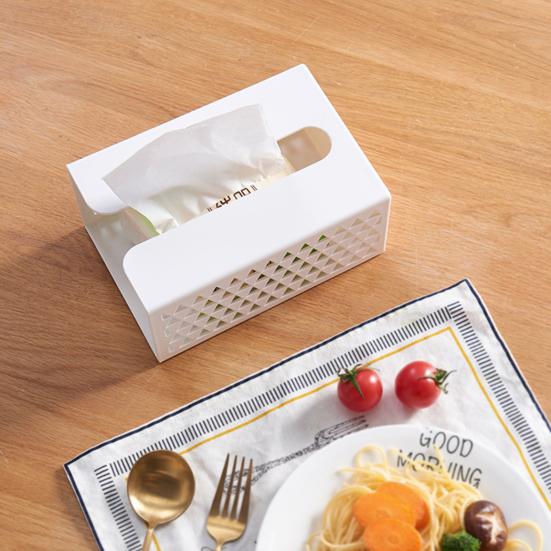 Tissue Storage Box European Hollow Style Punch-free Wall Mounted ABS Pumping Paper Holder for Home