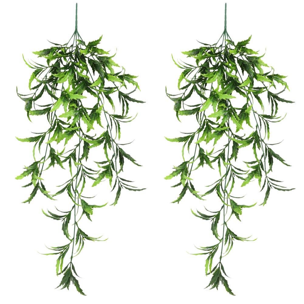 80cmPersian Fern Leaves Vines Home Room Decor Hanging Artificial Plant Plastic Leaf Grass Wedding Party Wall Balcony Decoration