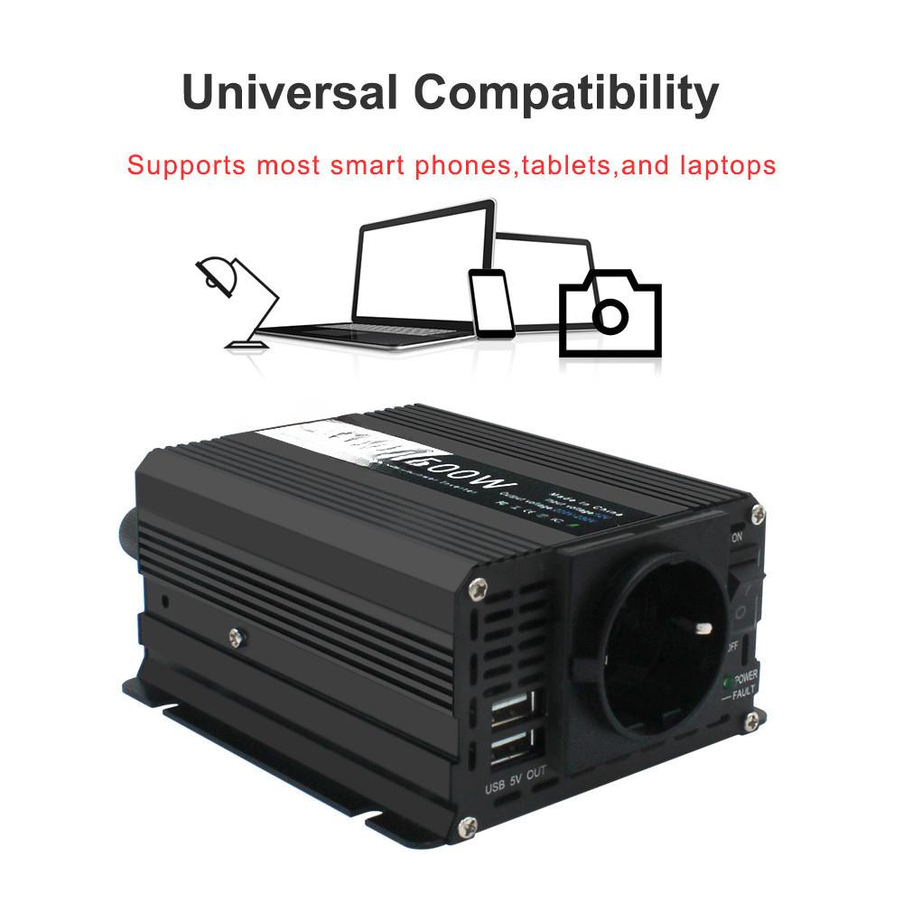 500W Black Portable Automatic Transformer Dual USB Universal Socket Voltage Converter