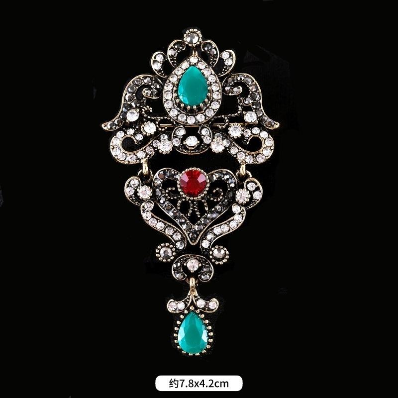 Fulok Court Brooch Femininity Metal Crystal Badge Pin Suit Coat Accessories