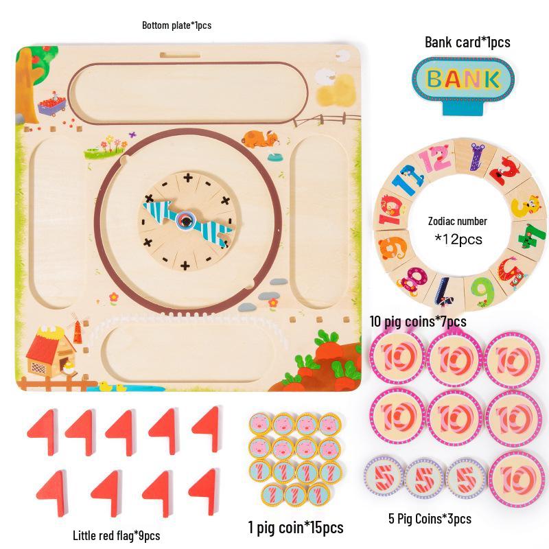 

Children s Farm-Themed Wooden Educational Clock Toy