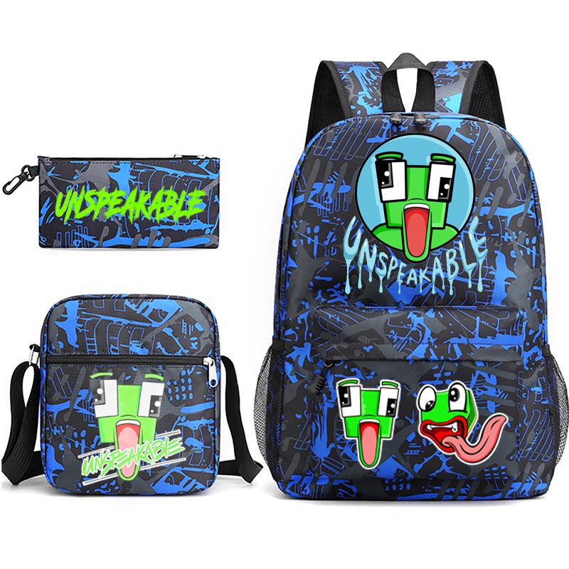 Zaino Inspeakable Set da 3 Pezzi, Zaino Studente di Grande Capacità con Borsa Pranzo e Astuccio, Resistente all'Acqua, Durevole