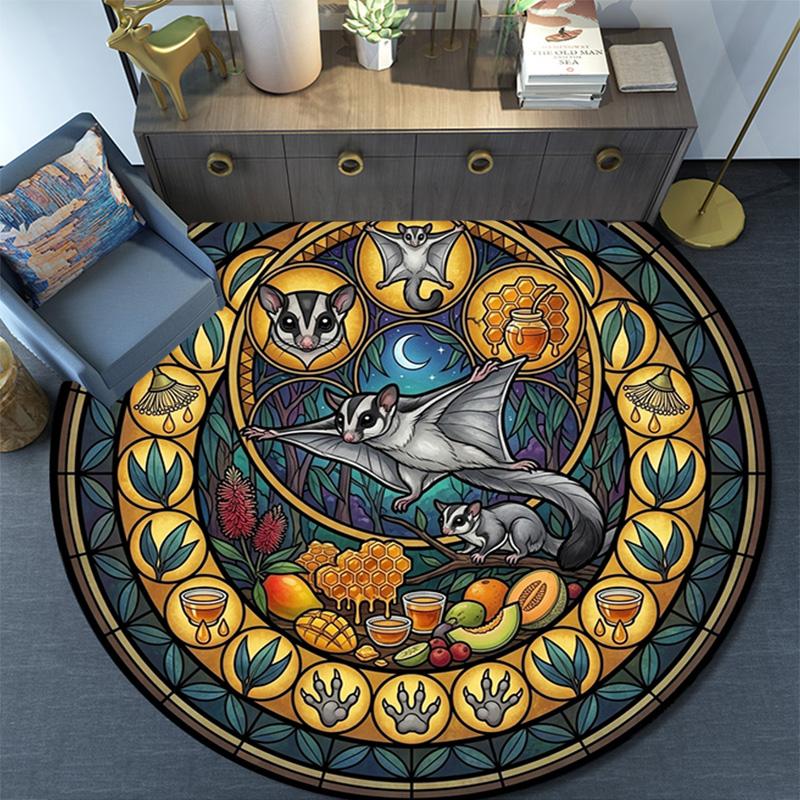 Hamsters Glass Journey Round Area Rug Under Office Chairs Bedroom Living Room Home Decor