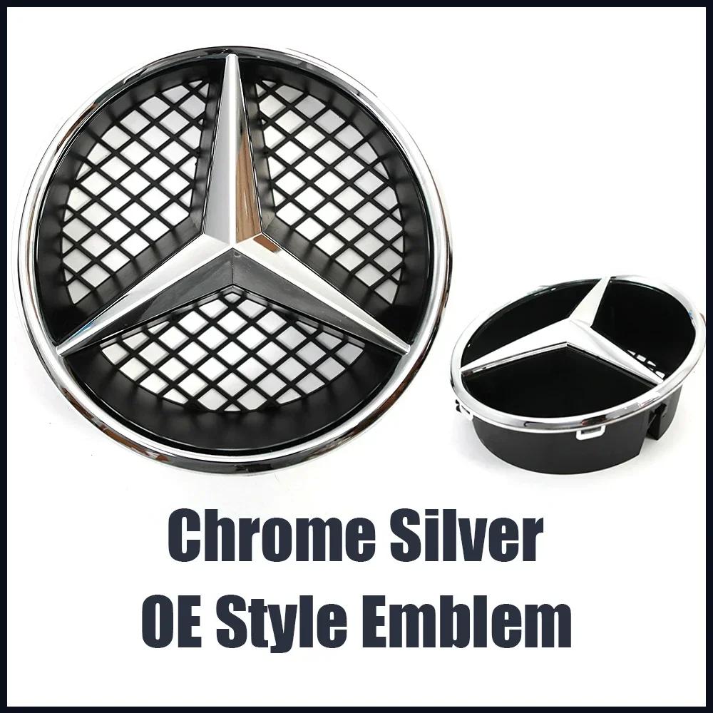 C200 E200 For Mercedes Benz Silver And Black OE Style Front Grille Star Emblem For Mercedes Benz C-Class W204 2008-2014 C180 C20