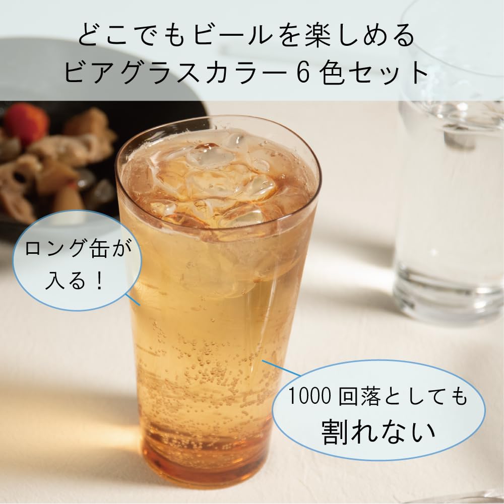 Plakira Breakproof Beer Glasses, Set of 6, 660ml, Dishwasher Safe, Made In Japan, Perfect for Outdoor Activities, Kids, Home Parties, Cute and