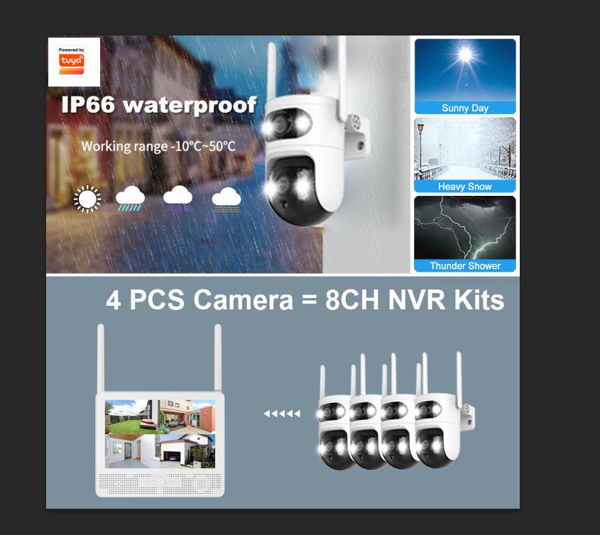 Nuovo Kit di Sorveglianza Wireless Tuya a 4 Canali con Telecamere Dual Bullet e Dome e Schermo Display