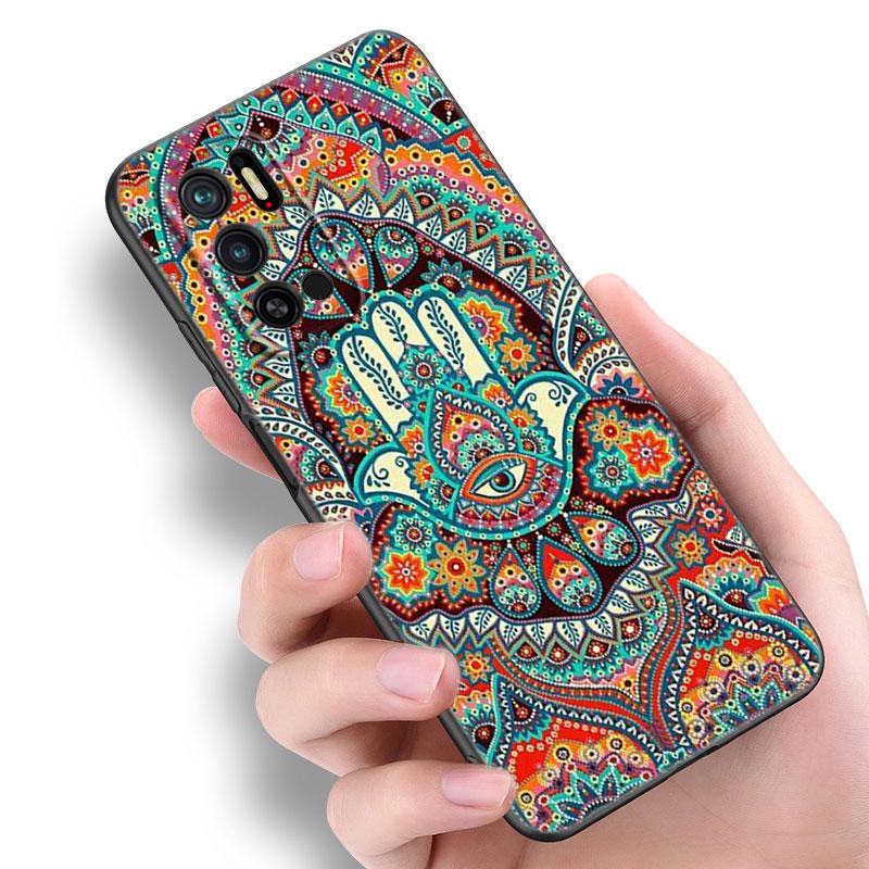 Mandala Chakra Yoga Telefon Fall Für Xiaomi Redmi Hinweis 7 8 9 10 Lite 11 11E 11T 12 Pro 11S 4G 10T 5G 8T 9S 10S TPU Schwarz Abdeckung