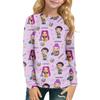 Children's Witch  Printed Long Sleeved Round Neck Top With Floral Print For Daily Casual T-shirt