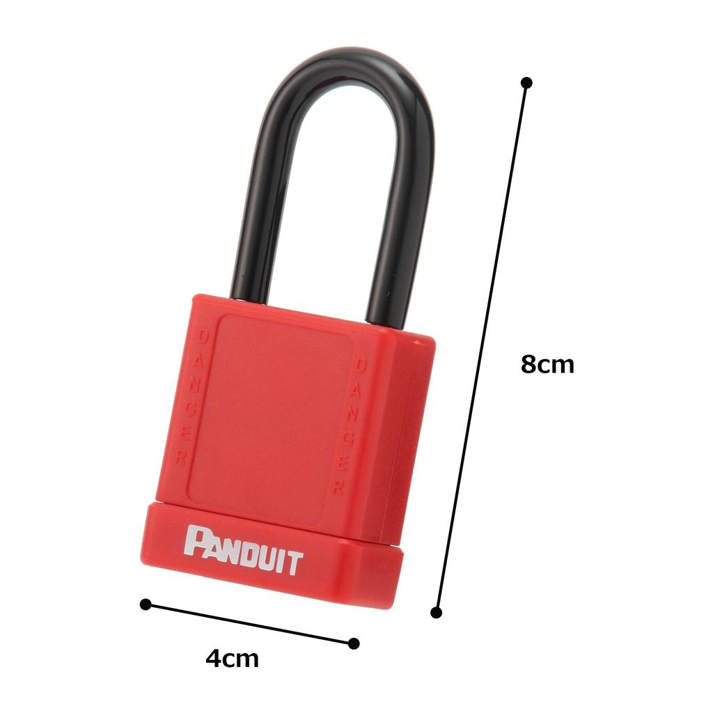 Panduit Corporation Lockout Shackle Non-Conductive Padlock, Red, PSL-8, 38.1mm