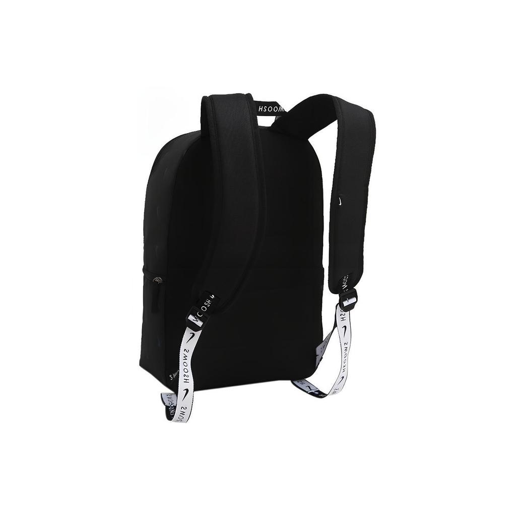Nike Heritage Swoosh Print Large Capacity Student Zipper Fabric Backpack Unisex Backpacks Black DC7344-010