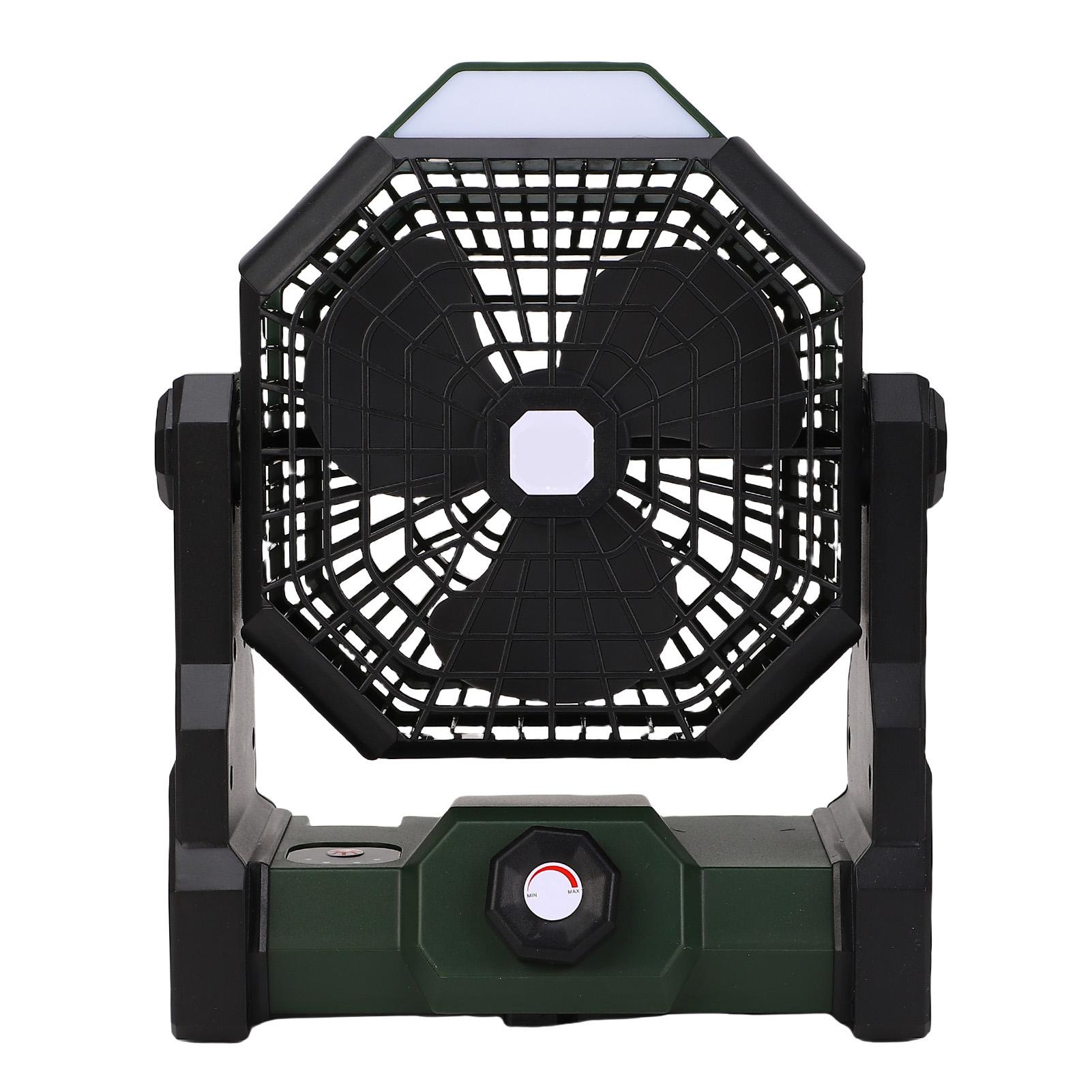 

Портативный перезаряжаемый вентилятор с подсветкой, вращающийся на 270 градусов, работающий от батареи для кемпинга, путешествий, со светодиодной подсветкой