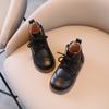Children Leather Boots Autumn Boys Handsome School Boots Girls  Retro Side Zipper Short Boots Baby Soft Casual Shoes