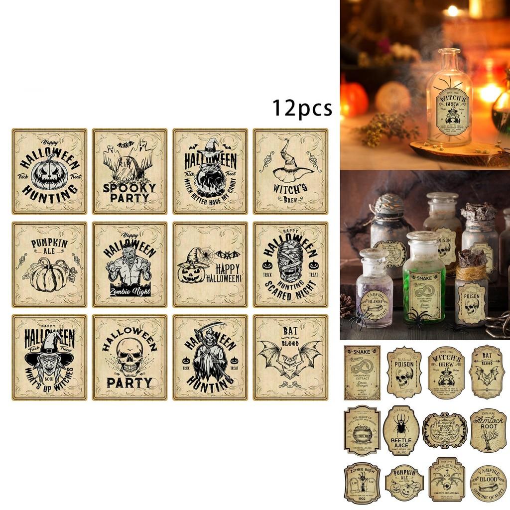 Etichette Vintage per Bottiglie di Vino di Halloween Con Adesivi Rimovibili per Decorazioni di Feste e Allestimenti di Eventi