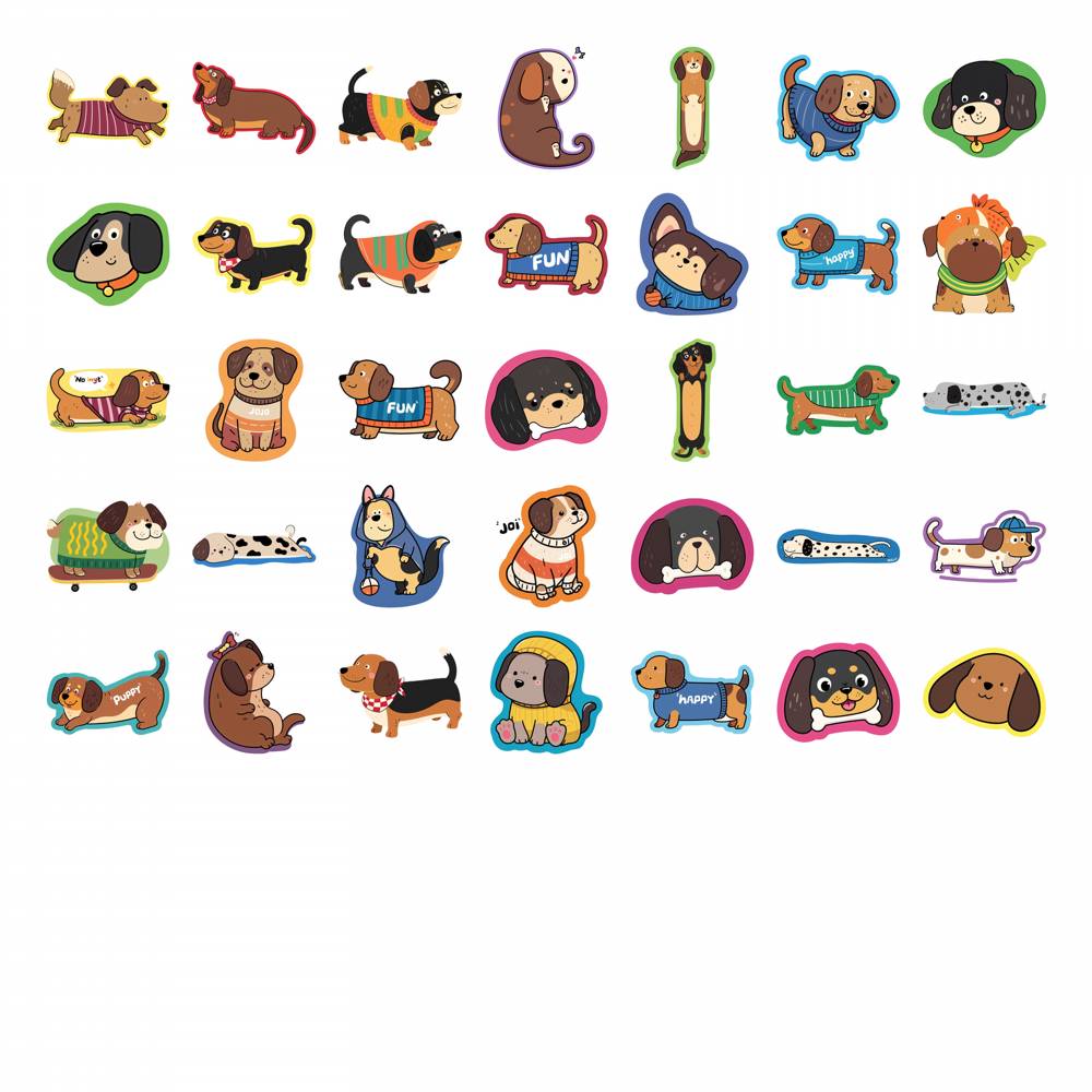 35pcs Cute Dogs Stickers Cartoon Cute Animals Stationery Stickers  Stickers For Guitar DIY Skateboard Laptop Luggage Decor