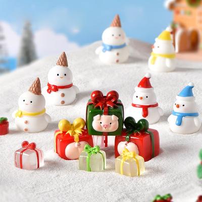 DIY Garden Ornament Desktop Micro Landscaping Christmas Miniature Snowman Figurine Gift Box
