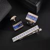Zinc Zinc Alloy Cuff Links Shiny Sleeve Button Fashion Strip Zircon Tie Clip  Men's Suit Accessory