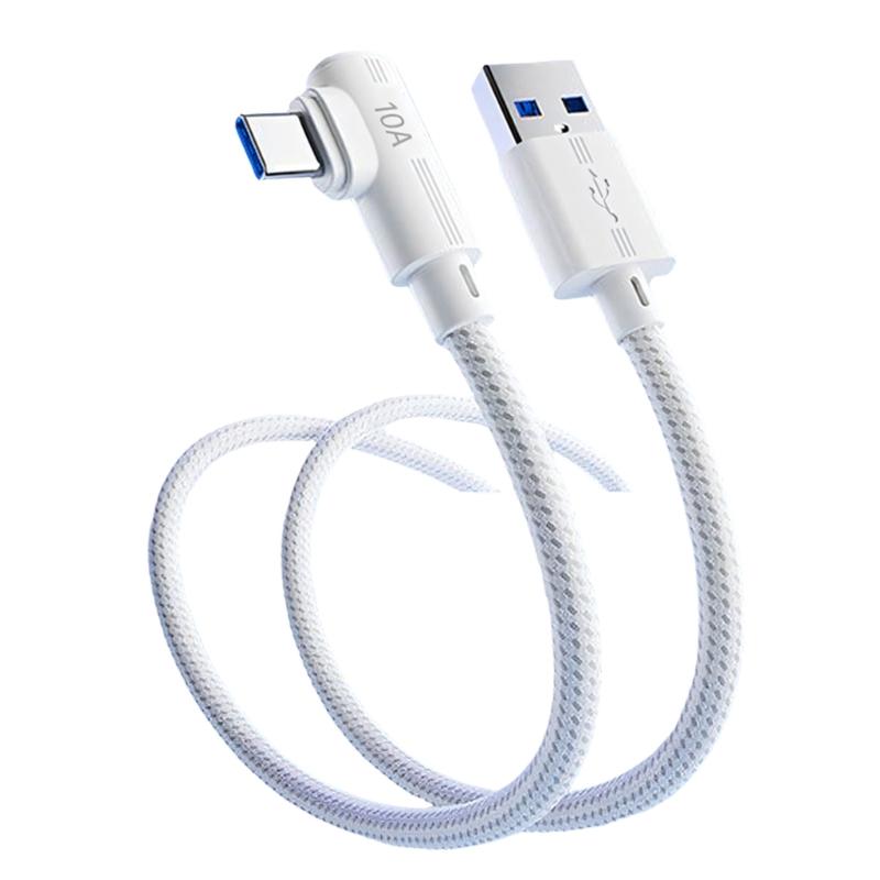 10A Fast Charging Braided Cable Right Angle USB C Cable Data Transfer Cord Suitable for Gaming and Quick Charging