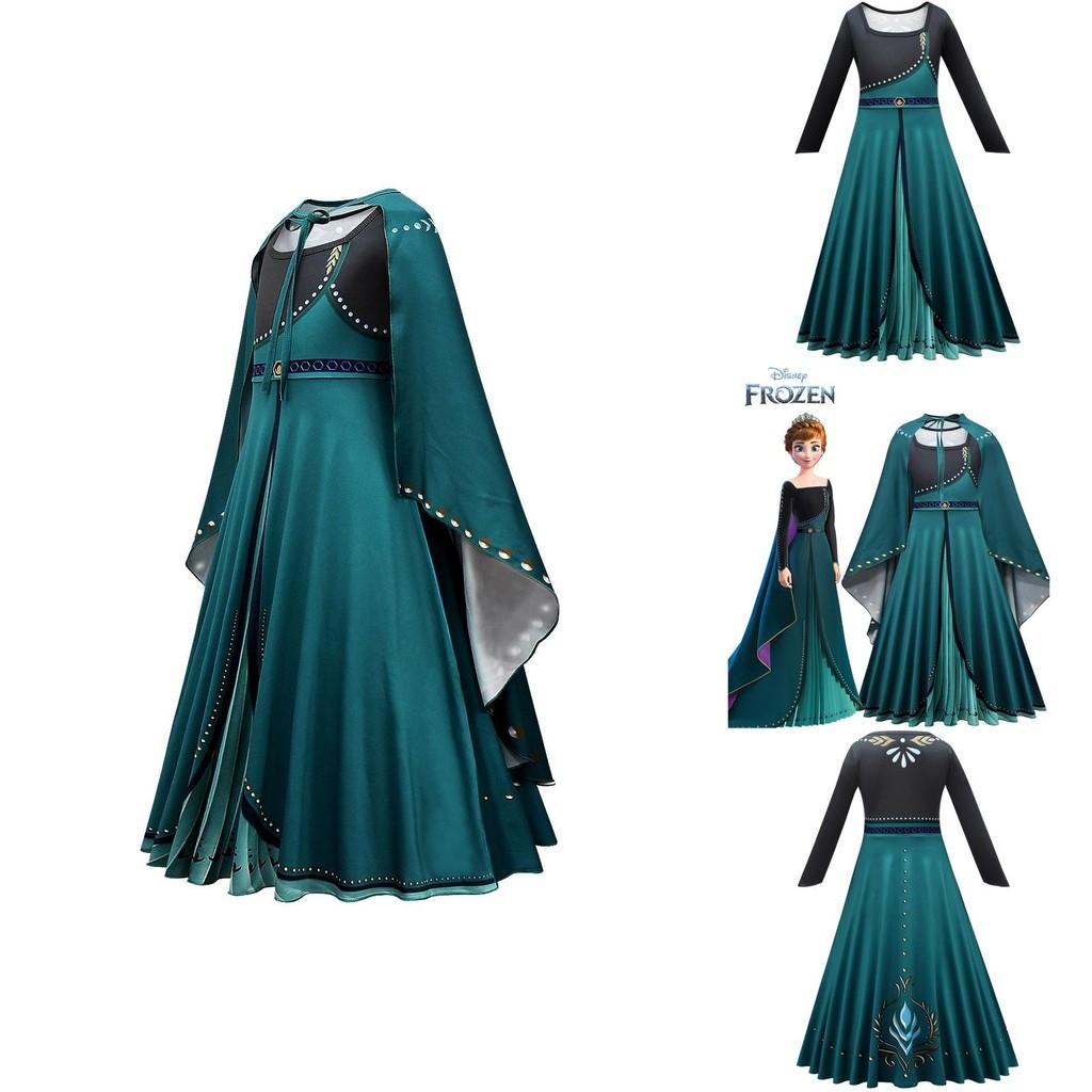 Kids Frozen Anna Cosplay Costume Dress Cloak Outfit Fancy Dress Party Roleplay