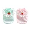 Pet Sleeveless Shirt Spring Summer Lace Ruffle Embroidery Cherry Small Breed Dogs Cats Clothes Breathable Pet Costume Outfit Apparel