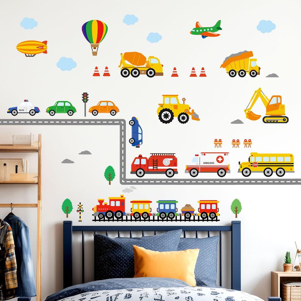 DECOWALL Transport Wall Stickers for DIY Wall Transfer Wall Art Stickers for Decorative Living Kitchens DS-8047 Kindergarten, Nursery, Kids' Rooms, -