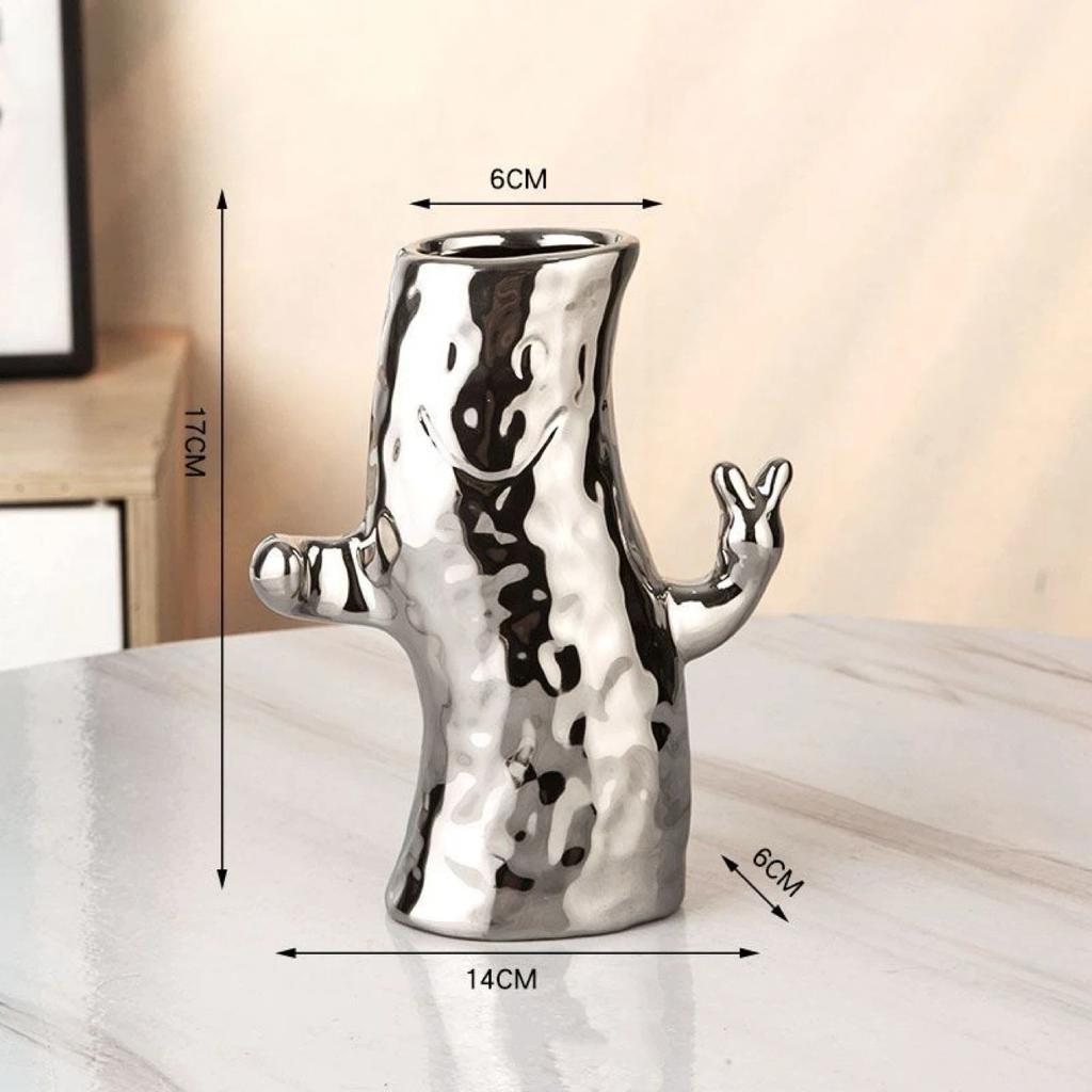 Ästhetische Smiley-Gesicht Keramikvase, Niedliche Kreative Heimdeko Blumenvase für Wohnzimmer & Tischdekoration