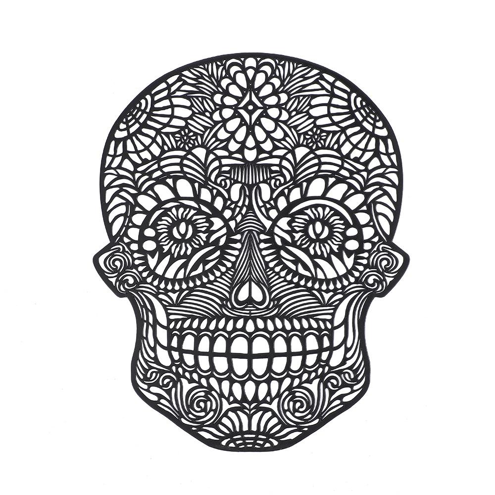Halloween Skull PVC Placemats Hot Gold Skeleton Waterproof Anti-scald Heat Insulation Mats Table Decoration and Accessories