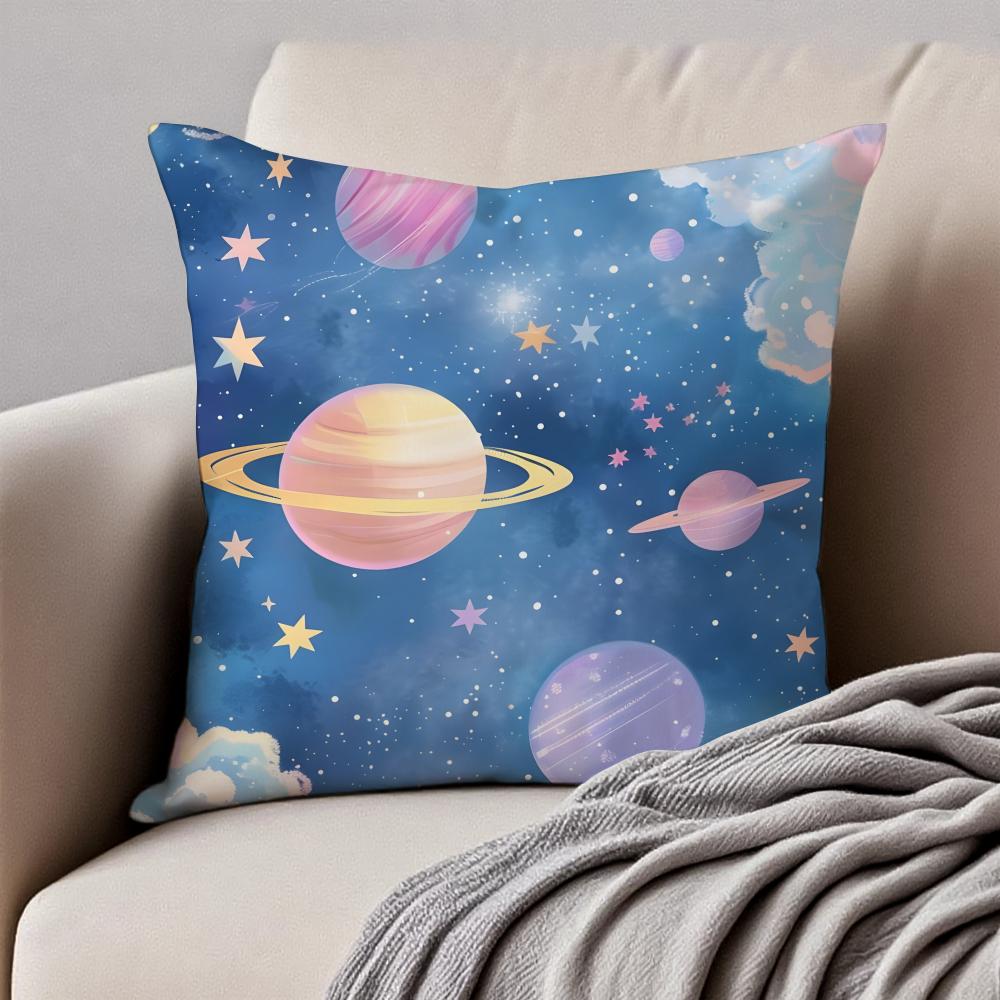 Dreamy Universe Starry SciFi Cushion Cover Pillowcase Antidustmite Invisible Zipper Short Plush Sofa Cushion