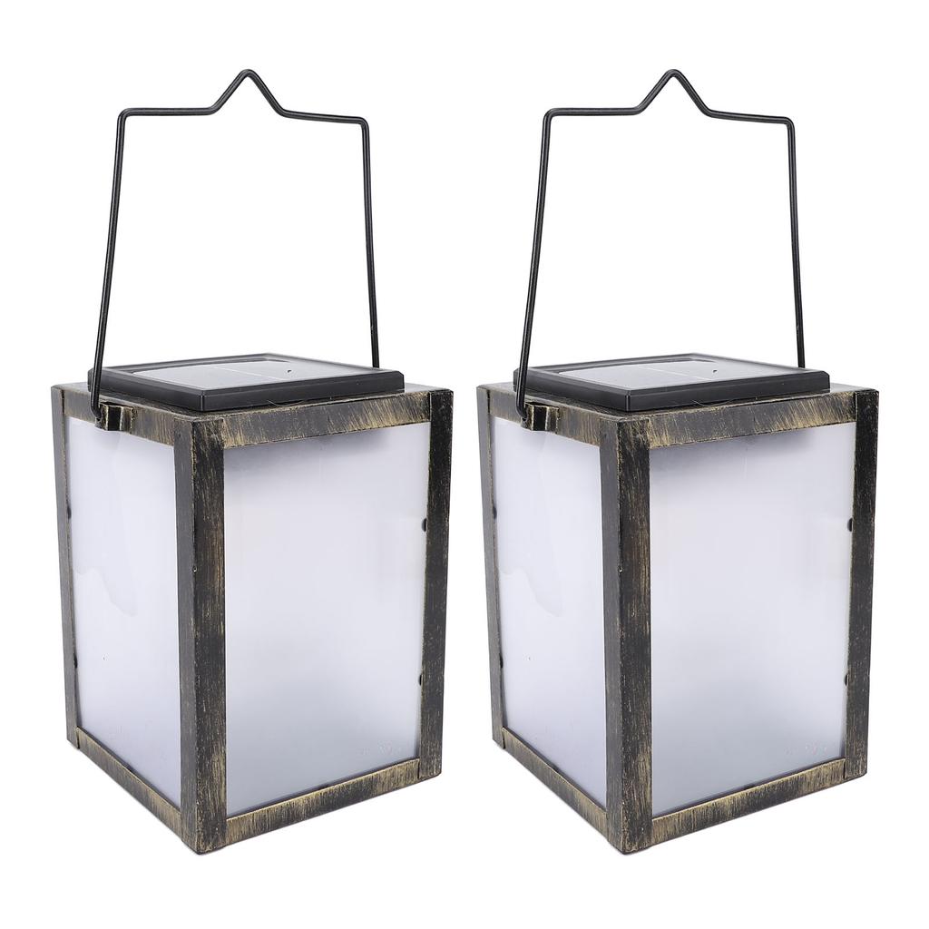 2PCS 3D Solar Lantern Rain Proof Weather Proof Flickering Outdoor Lantern for Garden Patio
