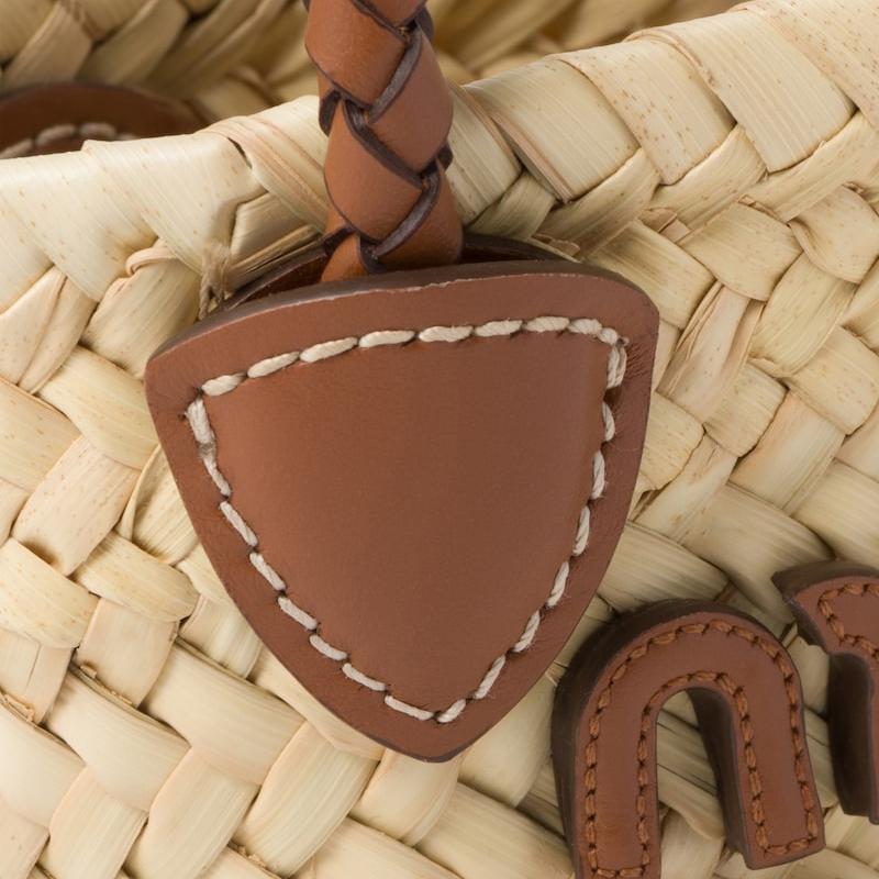 Miu Miu Palmetto Letter Logo Detachable Adjustable Shoulder Strap Calfskin Mini Shoulder Tote Bag Women handbags Beige Brown 5NR027_2DDH_F0A5T