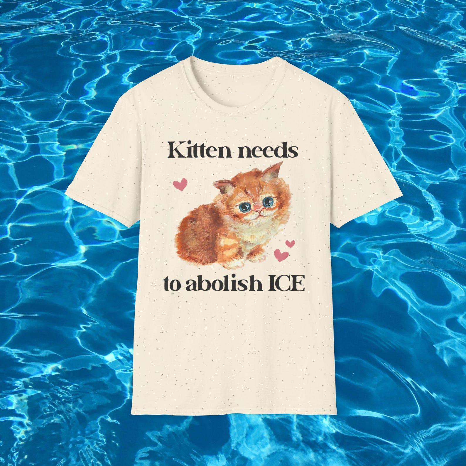 Kitten Abolish ICE Statement T-Shirt, Vintage Cat Meme Tee 2XL