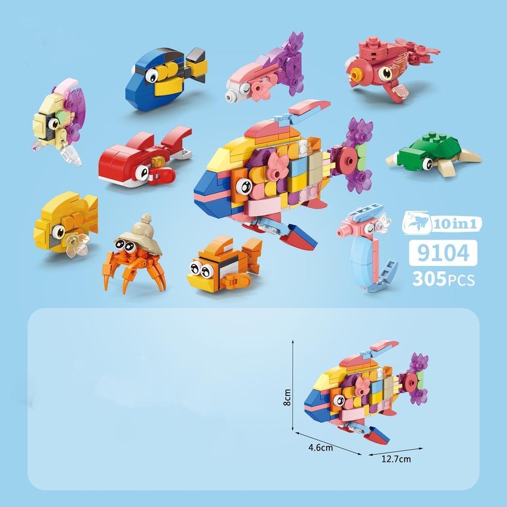 Insect Animal Park Cartoon Dog Model MOC Building Blocks Turtle Butterfly Dinosaur City Construction Bricks Toys for Children