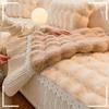 Rabbit plush splicing sofa cushion winter thickened plush cushion non-slip leather sofa cover cover  new cover cloth towel