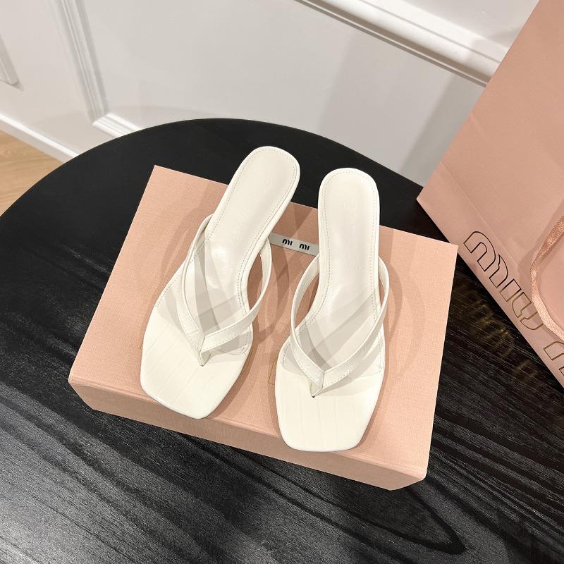 Sheepskin version~ Leather kitten and flip-flops women's fashion pinch high-heeled slippers thin-heeled sandals