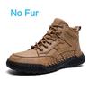 Fashion New 2024 Stylish Men Handmade Casual  Leather Basic Boots Outdoor Antiskid Flat Design Hiking Sneakers Comfy Lace-Up Ankle Boots
