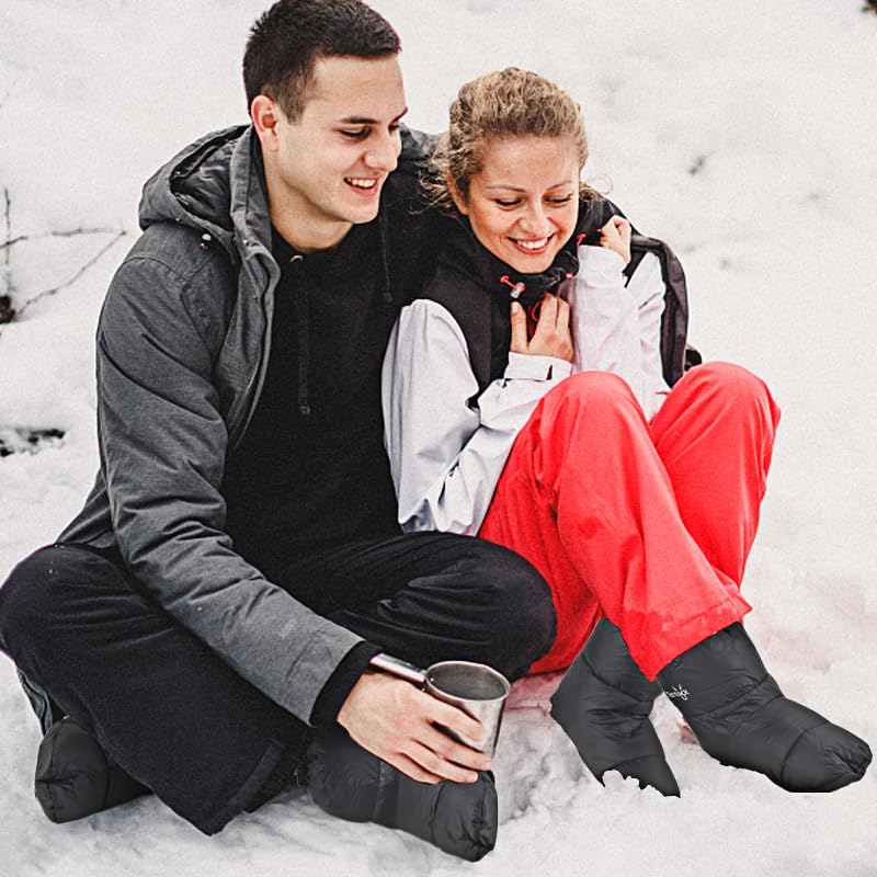 Tentock Down Shoes and Outdoor Winter Cold Weather Down Tent Comfortable Feather Foot Black Socks, Gear, Plus, Unisex, Shoes, Short, Sleep, Socks,