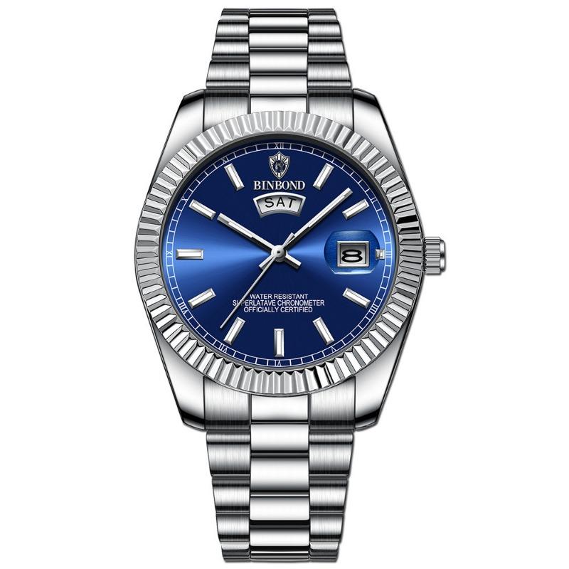 Top Brand Log New Style Watch Men's Steel Belt Waterproof Casual Classic Double Calendar Luminous Men's Watch Simple Atmospheric Men's Watch