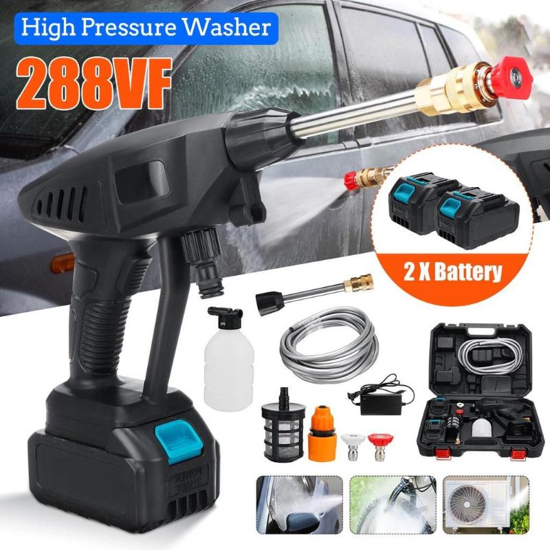 88000mAh 30BAR High Pressure Car Wash Water Gun Portable High Pressure Washer Foam for Battery Black Wireless Car Washer 5*1Battery