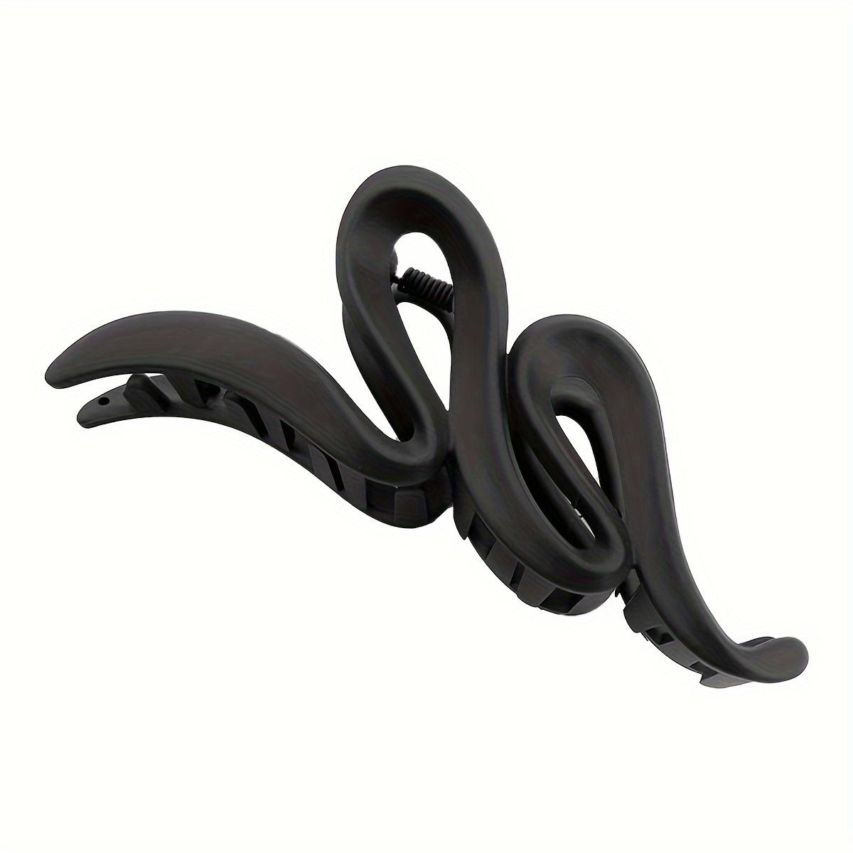 

Элегантный изогнутый большой зажим для захвата, 1 шт., матовый однотонный зажим в форме акулы, женские аксессуары для повседневного использования, аксессуары для волос чёрный