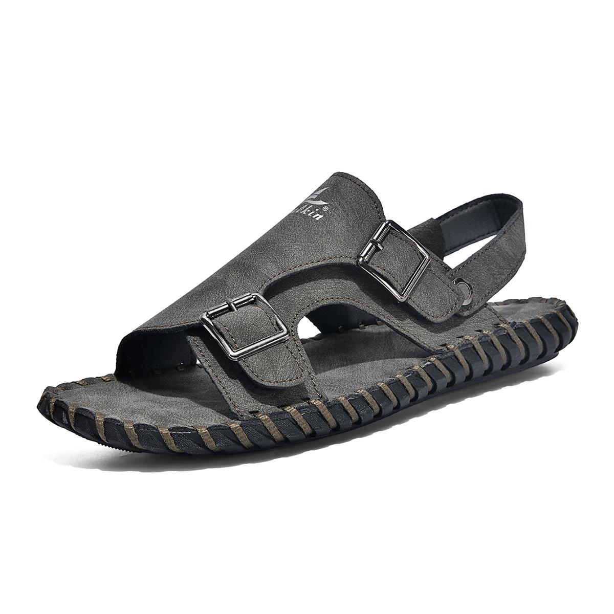 Men Big Size Hand Stitched Beach Sandals Summer Casual Outdoor Slide Shoes Comfortable Travel Slippers 38 To 48 38