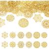 Cheriswelry 48pcs Flower Filigree Joiners Links Flower Golden Metal Dangle Charms Rack Plating Iron Etched Metal Embellishments 48~65mm for DIY Craft