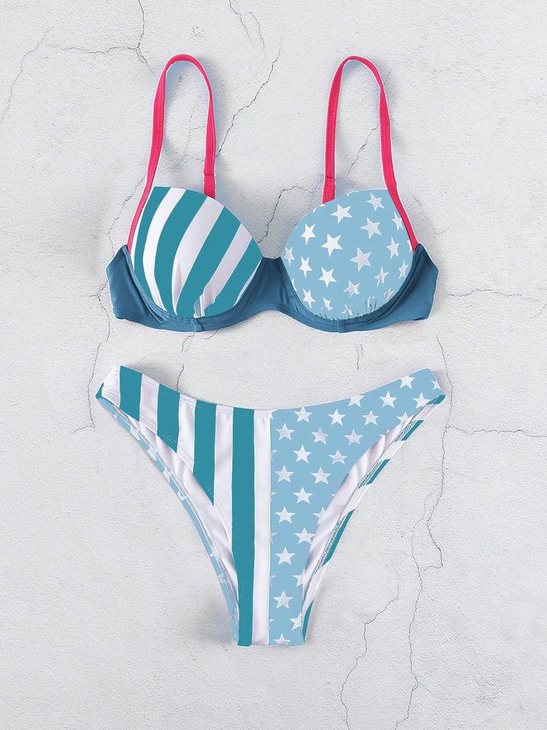 1011 neuer Bikini Europäischer und Amerikanischer High-Waist-Bikini Sexy Bikini mit Stahlbügeln und Push-up